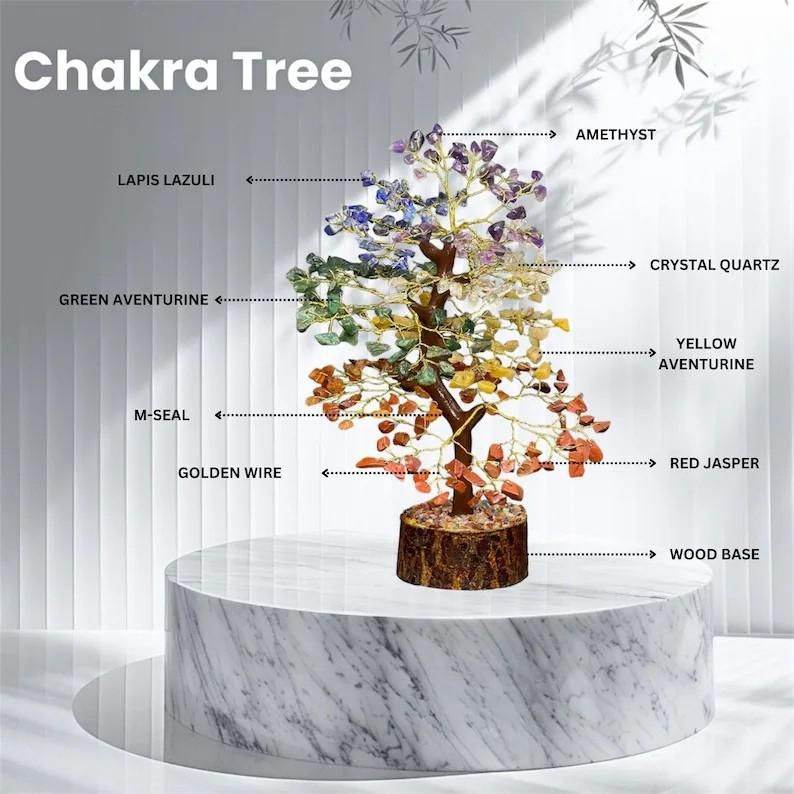 Chakra Natural Gemstone Crystal Tree – Positive Energy & Healing Decor - Image 7