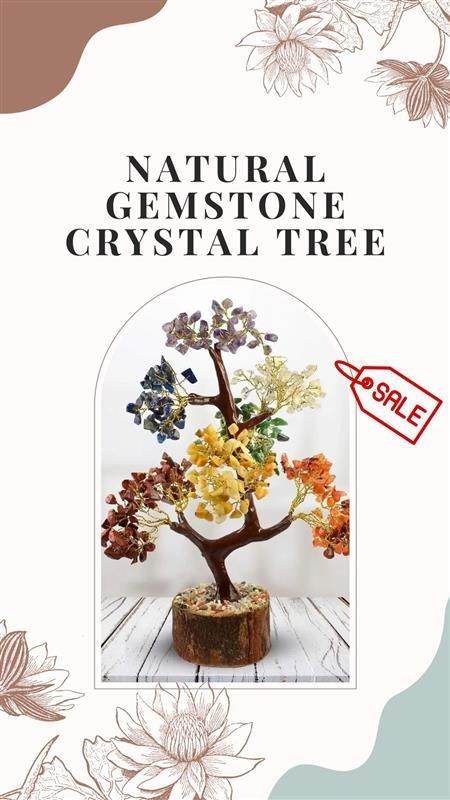 Chakra Natural Gemstone Crystal Tree – Positive Energy & Healing Decor - Image 9