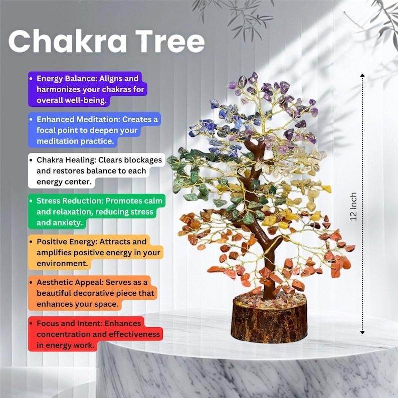 Chakra Natural Gemstone Crystal Tree – Positive Energy & Healing Decor - Image 8