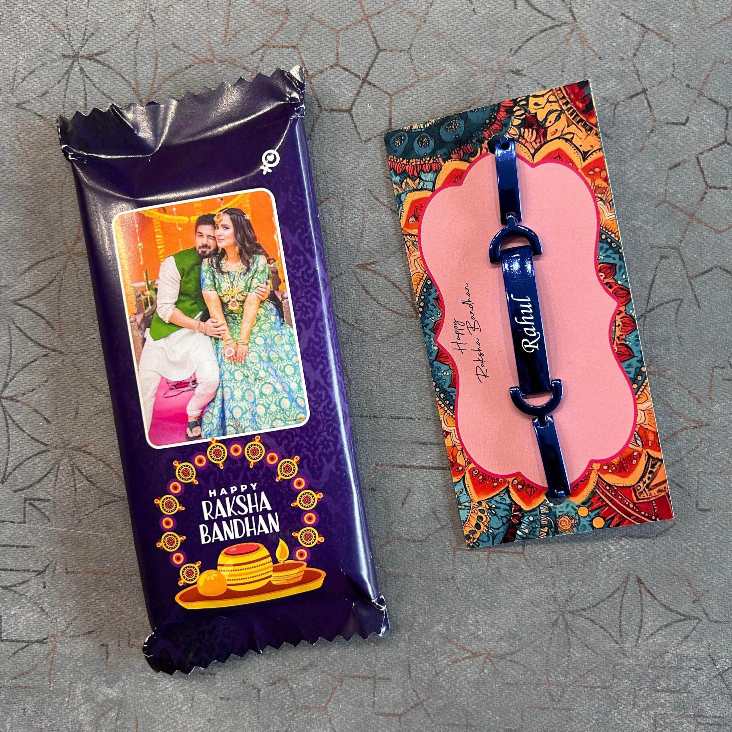 Rakhi Combo – Customized Bracelet + Personalized Dairy Milk Silk - Image 3
