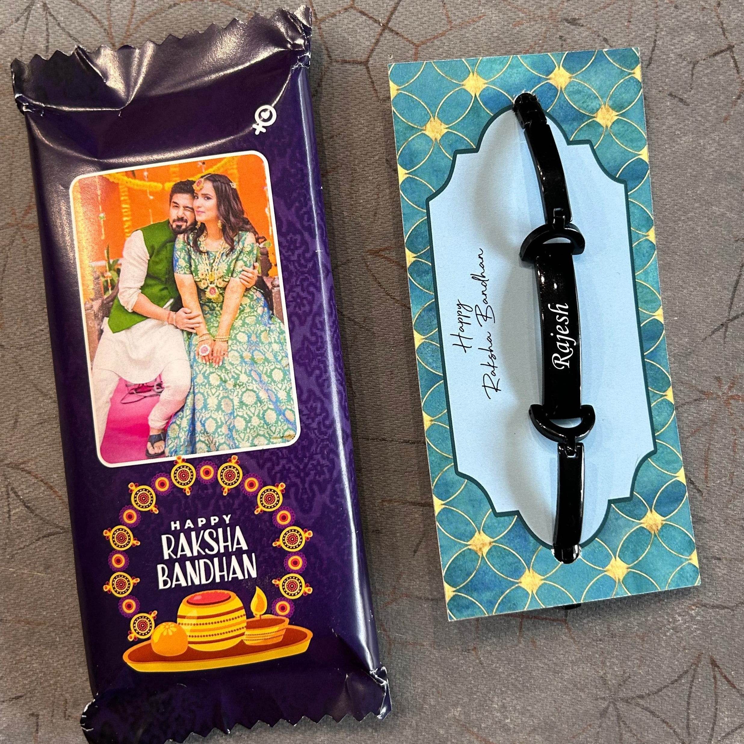 Rakhi Combo – Customized Bracelet + Personalized Dairy Milk Silk