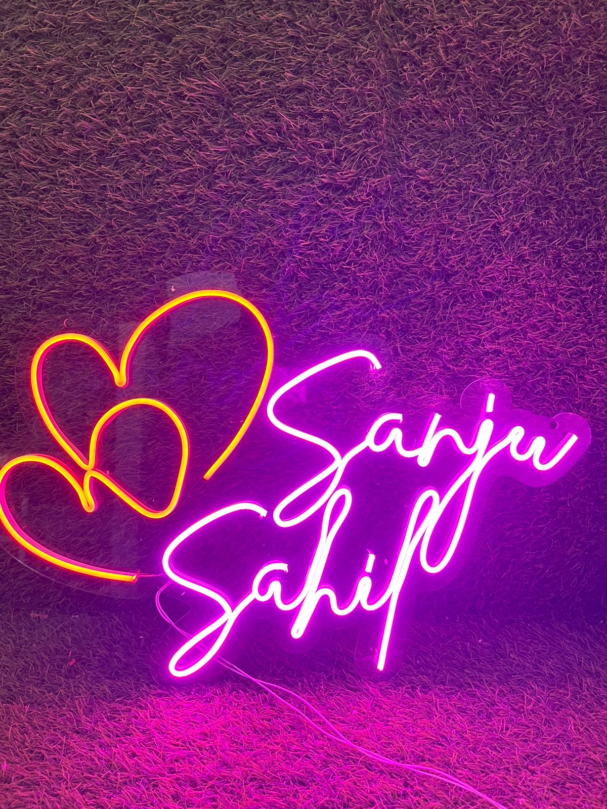 Custom Neon Couple Name Light with Hearts - Image 3