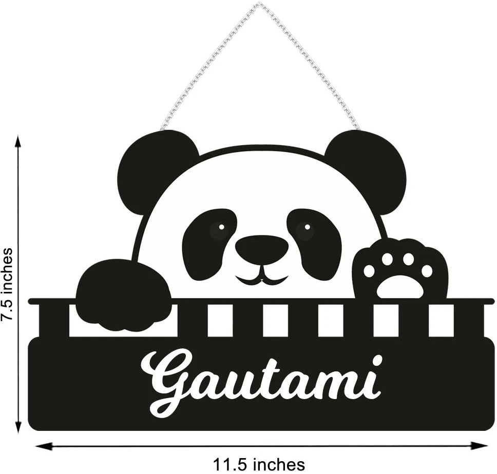 Customized Wooden Name Plates for Kids – Cute Panda Design with Name - Image 2