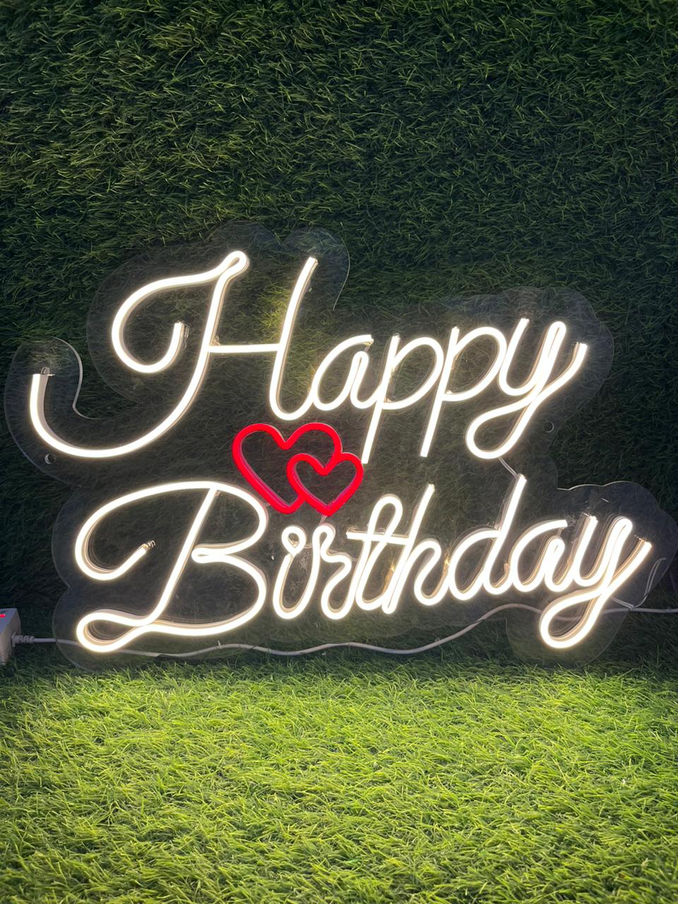 Warm White Happy Birthday Neon (Premium Look)