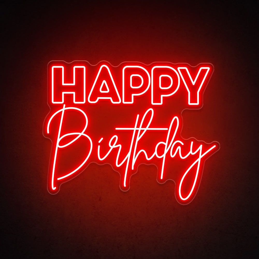 Happy Birthday Neon Sign – Red LED Neon Wall Light